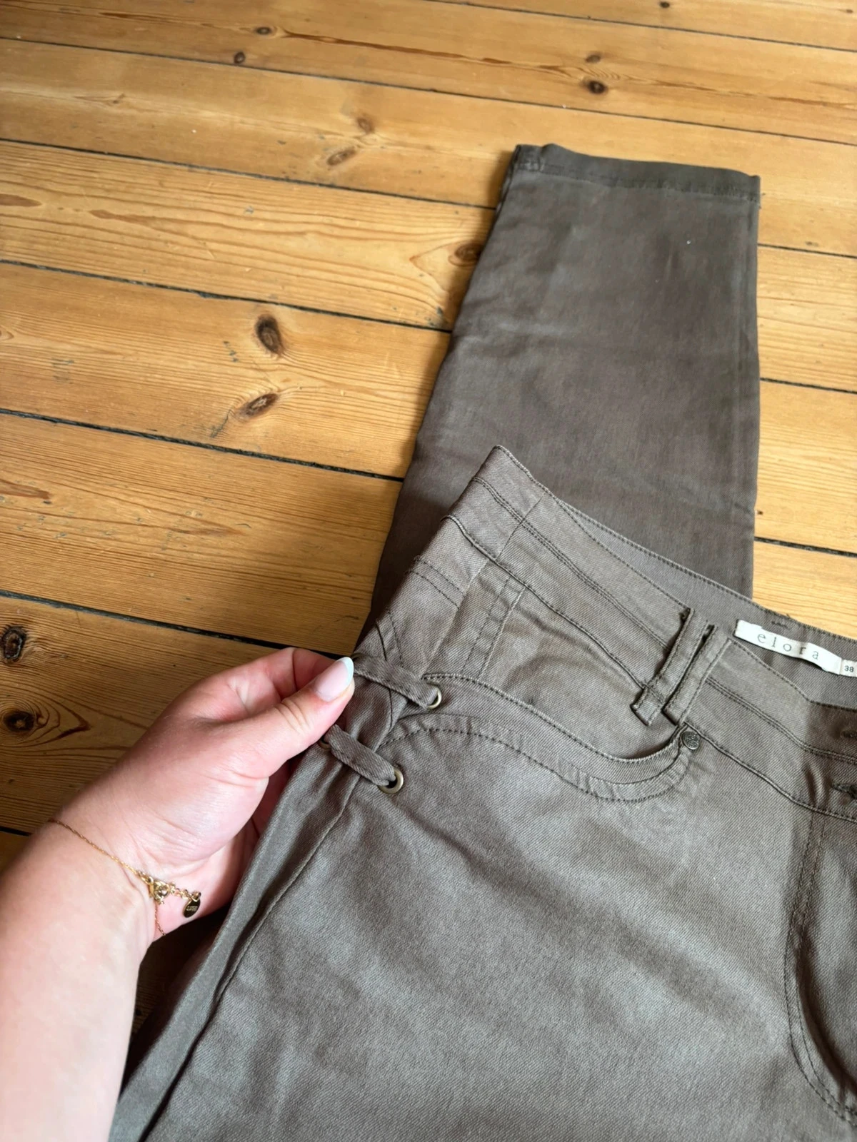 jean skinny verde oliva elora tamanho 38 – photo 6